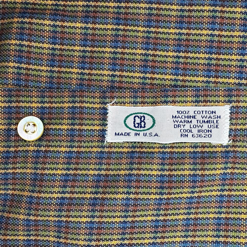 Burberry Mens Plaid Dress Shirt XL Preppy Brown Green Blue Yellow Button Up - Picture 8 of 10